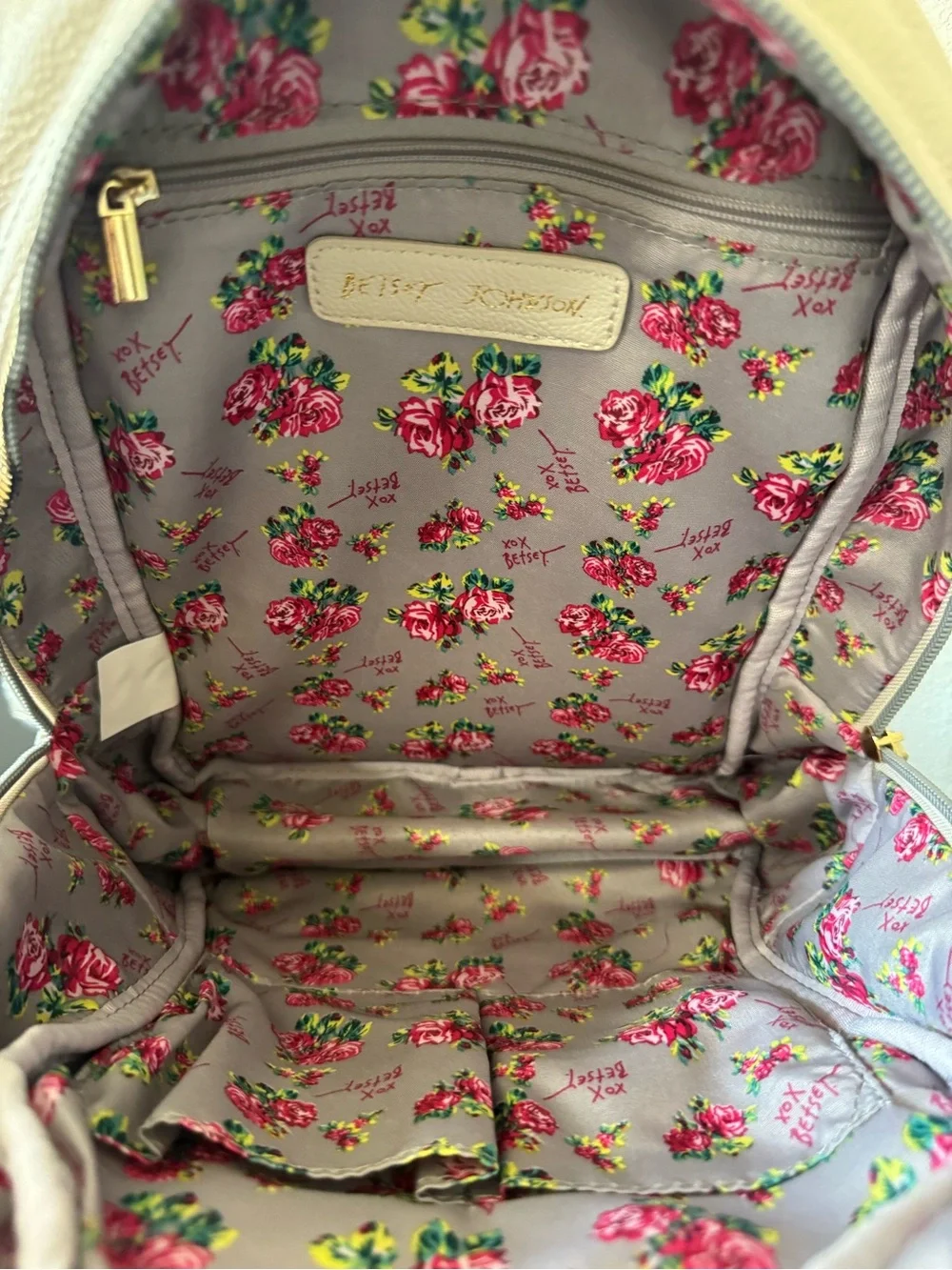 Betsey Johnson Ivory Quilted Bow Mini Backpack